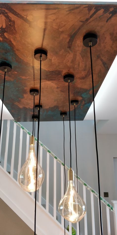 https://flic.kr/p/2iVTn9X | Aged Copper Patina Blue 60 Feature Lighting Fixture Panel ca 2m x 1m Interior Design Portfolio Ideas, Copper Fixtures, Feature Lighting, Copper Top Table, Copper Interior, Copper Fixture, Metal Sheets, Copper Table, Aged Copper