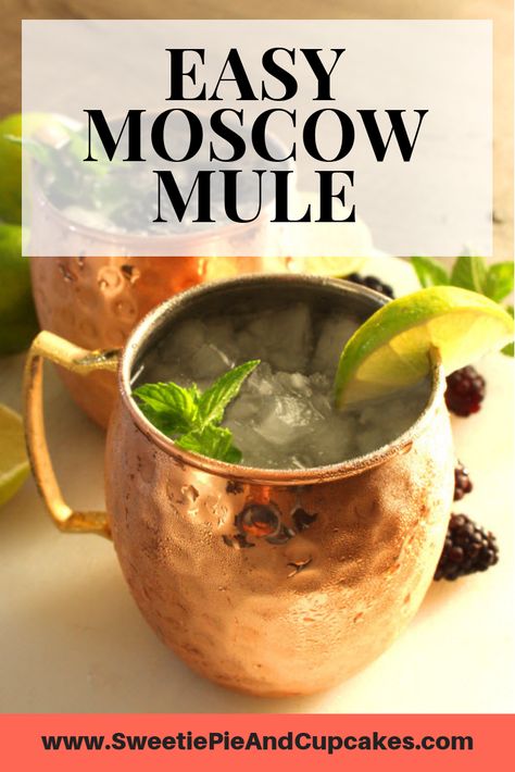 This easy Moscow Mule recipe is the perfect summer cocktail. It's made with three simple ingredients. Tips included on how to purchase copper Moscow Mule mugs and how you can make a variety of fun drinks in them. Looking for yummy drinks for your summertime party? Learn how to make the best Moscow Mules plus a variety of others with your favorite alcohols and fruits. We've included tips to make cranberry, blueberry, blackberry, pineapple, strawberry flavored with your favorite classic vodka. Blackberry Moscow Mule, Easy Moscow Mule Recipe, Classic Vodka Cocktails, Moscow Mule Drink, Limoncello Recipe, Mule Mugs, Moscow Mule Cocktail, Moscow Mules, Moscow Mule Recipe