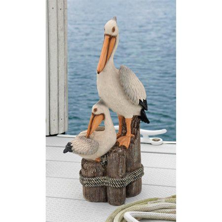 Design Toscano Ocean's Perch Pelican Statue, Multicolor Ocean Perch, Pelican Brief, Turtle Statue, Pelican Bird, Strand Decor, Large Bed, Garden Gnomes Statue, Sea Decor, Lawn Ornaments