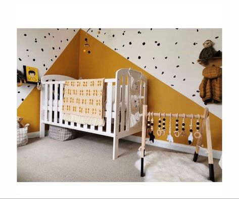 Nursery With Accent Wall, Happy Easter Friday, Yellow Nursery Walls, Yellow Kids Rooms, Bright Kids Room, Polka Dot Nursery, Nursery Color Scheme, Yellow Nursery, Kids Bedroom Inspiration