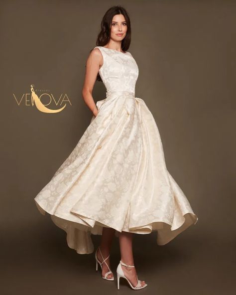 2021 unique wedding dress trends for Offbeat Brides | Offbeat Bride Wedding Dress Asymmetrical, Wedding Dress High Low, 50s Style Wedding Dress, Wedding Dress 50s, High Low Wedding Dress, Asymmetrical Wedding Dress, Midi Gown, Wedding Farmhouse, Informal Wedding Dresses