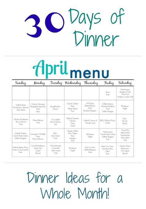 April Meal Plan for Families (Free Printable) - The Chirping Moms April Meal Plan, Kids Dinner Ideas, Meal Planing, Free Family Printables, Dinner Recipe Ideas, Meal Calendar, Kids Dinner, Meal Planning Menus, Prep Meals