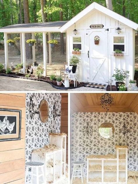 Learn the details about this pretty cottage style chicken coop that's equally nice on the inside, and see more creative backyard chicken coop ideas. | The Most Beautiful Chicken Coops We've Ever Seen Capira, Cute Chicken Coops, Chicken Shed, Backyard Chicken Coop Plans, Chicken Coup, Diy Chicken Coop Plans, Chicken Coop Run, Coop Design, Backyard Poultry