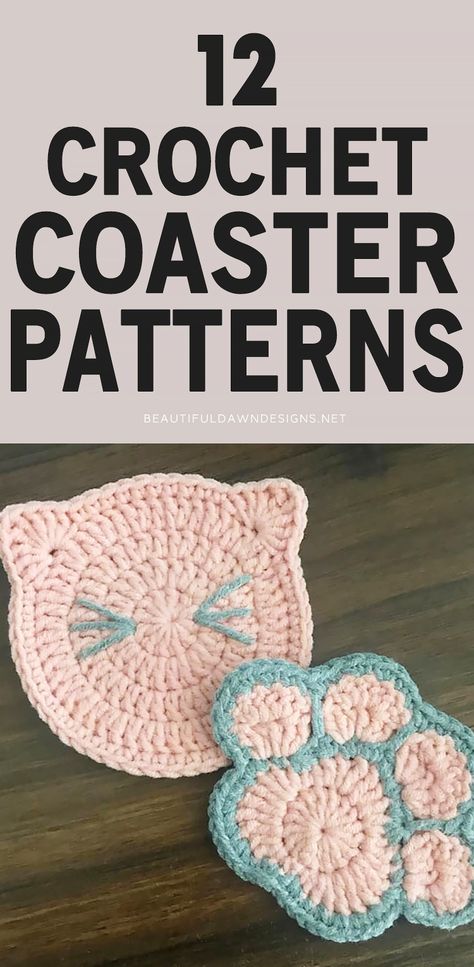 Paw Print Coasters Crochet Pattern, Paw Print Crochet Coaster, Dog Coaster Crochet Free Pattern, Crocheted Coasters Pattern Free Easy, Gifts To Crochet For Friends, Cute Crochet Gifts For Friends, Quick Crochet Projects To Sell, Easy Crochet Gifts Quick, Crochet Gifts For Friends