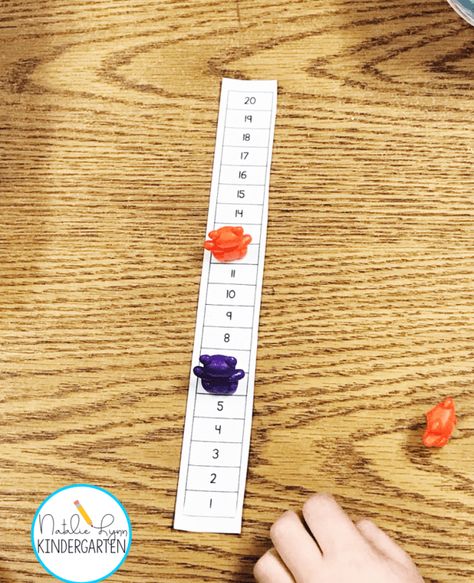 Number Writing Games Kindergarten, Comparing Numbers Centers Kindergarten, Comparing Numbers Game Kindergarten, Kindergarten Math Fluency Games, Number Line Activities For Kindergarten, Numberline Activities Kindergarten, Grade 1 Patterns, Rote Counting Activities Kindergarten, Identifying Numbers 1-20 Activities