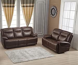 Betsy Furniture 2PC Bonded Leather Reclining Sofa Couch Set Living Room Set 8006 (Brown, Sofa+Loveseat) Leather Reclining Loveseat, Loveseat Recliners, Leather Reclining Sofa, Sofa Price, Sofa Loveseat, Top Furniture, Couch Set, Brown Sofa, Living Room Set