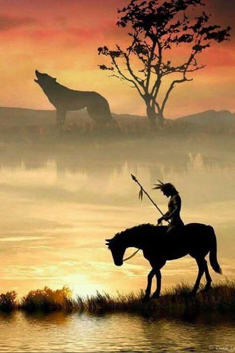 Native American Drawing, Native American Tattoo, Native American Tattoos, Wolf Silhouette, Native American Wisdom, Native American Warrior, Native American Images, Native American Paintings, Native American Quotes