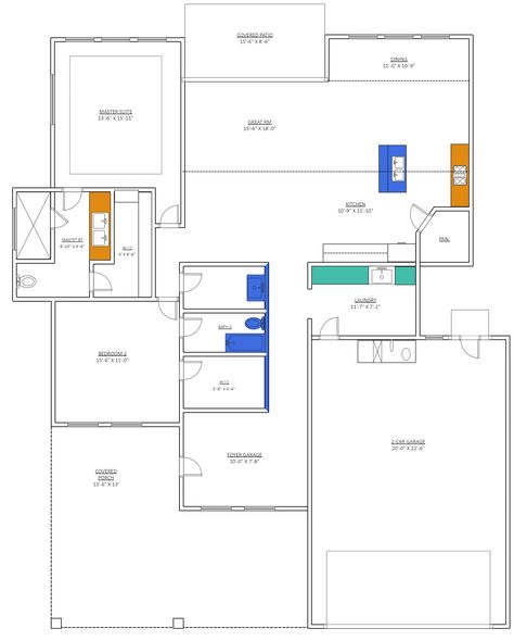 2 Bedroom One Floor House Plan | EdrawMax Free Editbale Printable Small 2 Bedroom House Plans, Small 2 Bedroom House, One Floor House, Two Bedroom House Plans, One Floor House Plans, Two Bedroom House, 2 Bedroom House Plans, 2 Bedroom House, Office Layout