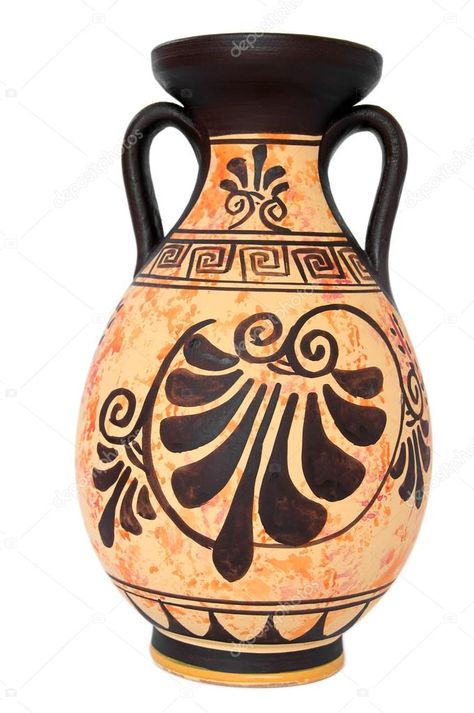 Ancient Vase, Orange Vase, Greek Vase, Ancient Greek Pottery, Greek Pottery, Greek Vases, Ancient Pottery, Pottery Painting Designs, Gourd Art