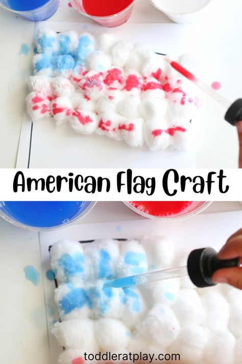 Create a beautiful American flag with this Cotton Ball American Flag Craft! This is a great craft for July 4th, Memorial Day or if you’re learning American history with kids. #july4thcrafts #patrioticcrafts #craftsforkids #cottonballcrafts #americanflagcrafts Flag Day Crafts, Cotton Ball Crafts, American Flag Crafts, Flag Crafts, Fun Summer Crafts, Paper Plate Crafts, Patriotic Crafts, Diy Activities, Cotton Ball