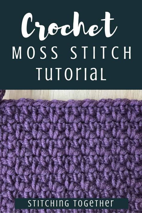 Learn how to crochet the moss stitch with this easy step by step photo tutorial. The tutorial includes photos for right and left handed crocheters as well as written instructions. #stitchingtog #crochettutorial Moss Crochet Stitch, Stitch Crochet, Crochet Stitches For Blankets, Linen Stitch, Easy Crochet Stitches, Crochet Weaves, Crochet Stitch, Moss Stitch, Crochet Instructions