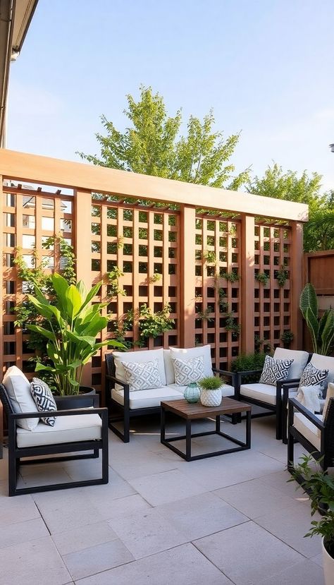 17 Patio Privacy Ideas to Shield Your Space in Style - DIYCozy: Nails, Decor, DIY, Gardening, Holidays Patio Privacy Wall, Patio Privacy Ideas, Peanut Butter Balls Easy, Host A Dinner Party, Large Pavers, Privacy Ideas, Pavers Backyard, Patio Privacy, Butter Balls