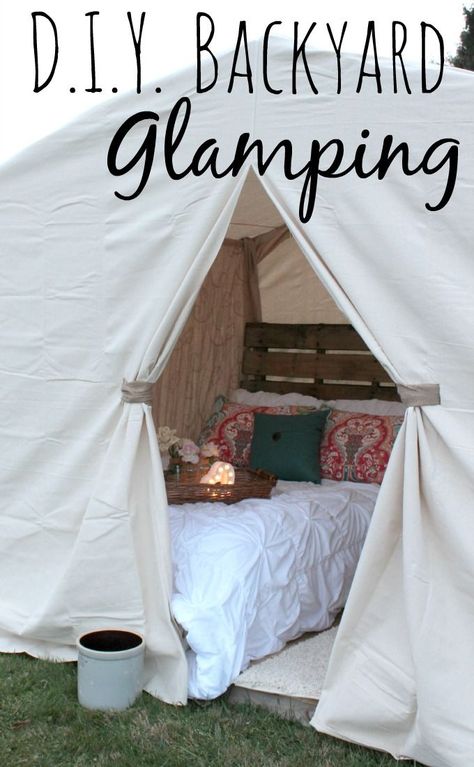 Think you need to go somewhere and spend a lot of money to glamp? That's not the case. I can show you how to create your own DIY Backyard Glamping experience. Diy Glamping, Glamping Ideas, Camping Bedarf, Glamping Party, Diy Tent, Camping Diy, Go Glamping, Backyard Camping, Festival Camping