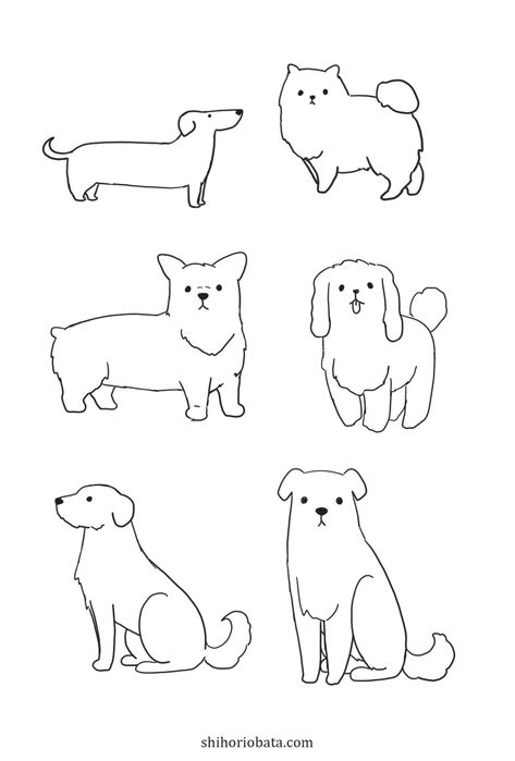 How to Draw a Dog: Easy Step by Step Tutorial Corgi Line Drawing, Dog Drawing Doodle, How To Draw Pets, How To Draw A Cute Dog, How To Draw Dog, How To Draw A Dog, Cute Dog Sketch, Dog Illustration Simple, Draw A Dog Easy