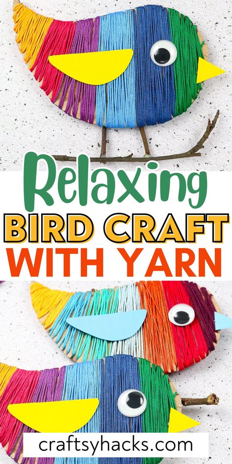 Get creative with yarn projects and make beautiful bird decor that brightens any room. These easy craft ideas are perfect for kids and adults alike, bringing a touch of nature indoors. Enjoy this DIY craft for beginners. Diy Crafts For 3rd Graders, Kids Yarn Crafts Easy, Craft Ideas With Yarn Easy Diy, Easy Art Projects For Seniors, Easy Craft For Adults, Easy Teen Crafts, Yarn Projects For Kids, Yarn Crafts Easy, Yarn Art For Kids