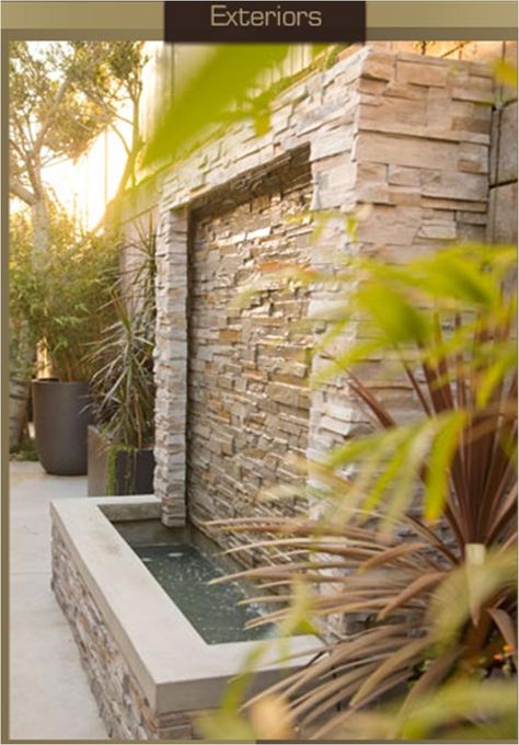 Exterior - Rock Fountain Outdoor Wall Fountains, Water Wall Fountain, Water Fountain Design, Water Feature Wall, Garden Pond Design, Garden Water Feature, Fountains Backyard, Waterfalls Backyard, Water Fountains Outdoor