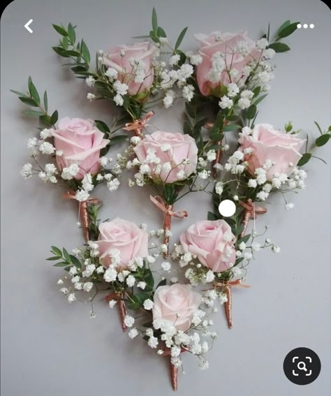 Wedding Button Holes Pink, Pink Rose Boutonniere Wedding, Light Pink And Greenery Wedding, Rose Pink Wedding Bouquet, Blush Pink Boutonniere Groomsmen, Dusty Rose Boutonniere Groomsmen, Simple Pink Wedding Bouquet, Pocket Flowers Groom Pink, Soft Pink Boutonniere