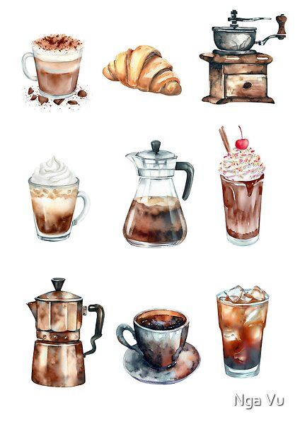 A cup of coffee in the morning would brighten up your day. Hand-drawn watercolor coffee sticker set. Painting Stickers, Stickers Watercolor, Coffee In The Morning, Bookmark Craft, Coffee Painting, Coffee Stickers, Anime Food, Good Morning Coffee, A Cup Of Coffee