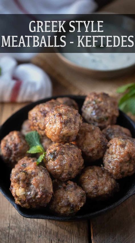 Greek Style Meatloaf, Greek Meatballs Crockpot, Greek Style Meatballs, Greek Style Food, Greek Beef Meatballs, Greek Keftedes, Mediterranean Party Food, Beef Croquettes Recipe, Greek Meatballs Recipe