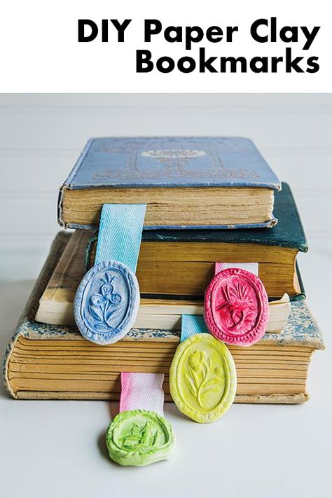 I don’t like to make folded corners in my books so a bookmark is a must. The beautiful designs were made using antique butter molds! Sweet Paul Magazine, Old Book Crafts, Paper Clay, Diy Clay, Clay Projects, Diy Inspiration, Diy Paper, Book Gifts, Clay Crafts