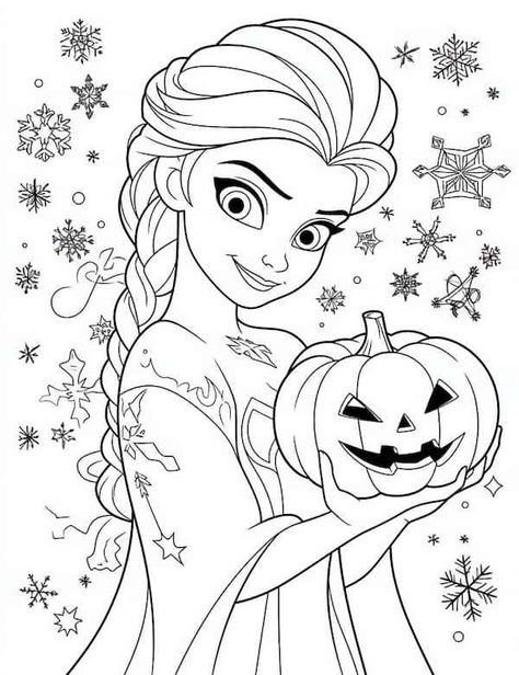 Halloween Elsa coloring page Barbie Halloween Coloring Pages, Halloween Kids Coloring Pages, Fall Sheets, Kids Halloween Coloring Pages, Halloween Colouring Pages, Disney Halloween Coloring Pages, Elsa Halloween, Halloween Colouring, Elementary Librarian