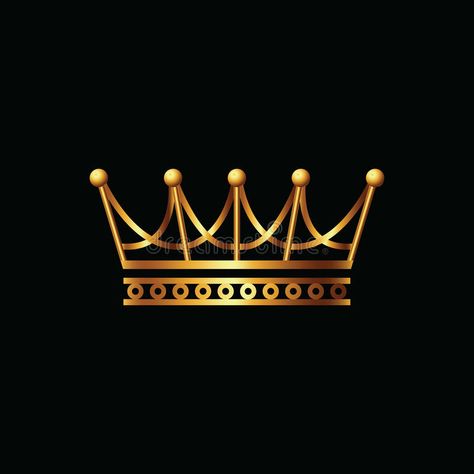 Crown. Gold symbol icon on black background vector illustration Crown Black Background, Crown Vector, Gold Symbol, Crown Gold, Crown Black, King Crown, Vector Illustration Design, Black Background, Illustration Design