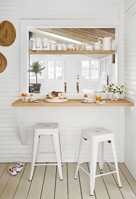 Spruce up your breakfast nook with these fantastic ideas. #breakfastnookideas #kitchenideas Serving Hatch Decor, Kitchen Pass Through Window, Breakfast Bar Ideas, Serving Hatch, Pass Through Kitchen, Small Kitchen Bar, Kitchen Pass Through, Small Kitchen Decoration, Kitchen Pass