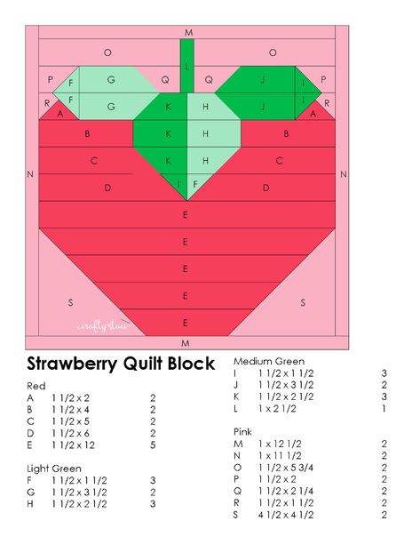 Strawberry Quilt Pattern Free, Quilting Projects Sewing Patterns, Strawberry Quilt Block Free Pattern, Fruit Quilt Blocks, Strawberry Shortcake Quilt, Strawberry Quilt Pattern, Strawberry Quilt Block, Strawberry Quilts, Quilt Business