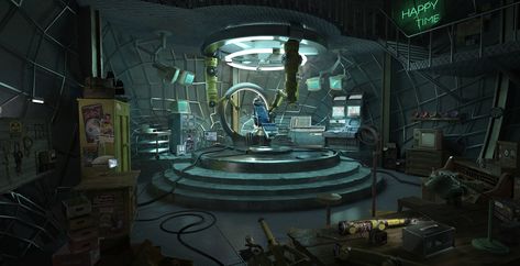 secret base in an abandoned statue, arya zhao on ArtStation at https://www.artstation.com/artwork/QvxJZ Sci Fi Laboratory, Bioshock Artwork, D20 Modern, Secret Base, Spaceship Interior, Gustave Courbet, Landscape Concept, Entertainment Design, Dead Space