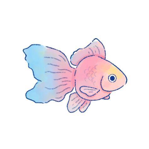 Illustration 2021 Part 2 on Behance Goldfish Art Illustrations, Fish Tank Drawing, Rainbow Goldfish, Ocean Life Art, Goldfish Tattoo, Infinite Painter, Goldfish Art, Sea Illustration, Fish Illustration