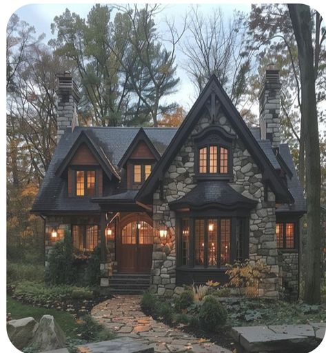 Houses Cosy Exterior, Cosy Family Home Exterior, Cosy House Exterior, Dark Fairytale Cottage Aesthetic, Fairy Tail House Cottages, Witch’s Cottage Exterior, Cosy House, Cottage Exteriors, Sixth Form