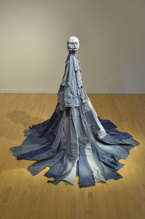 Jim Arendt Denim Sculpture Jeans Sculpture, Denim Installation, Denim Sculpture, Ropa Upcycling, Denim Editorial, Zero Waste Fashion, Denim Art, Art Terms, Denim Projects