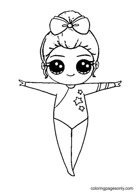 Cute Chibi Gymnast Gymnastics Coloring Pages Free Printable, Gymnastics Coloring Pages, Cartoon Coloring, Coloring Pages Free Printable, Homeschool Art, Printable Templates, Free Printable Coloring, Cute Chibi, Free Printable Coloring Pages