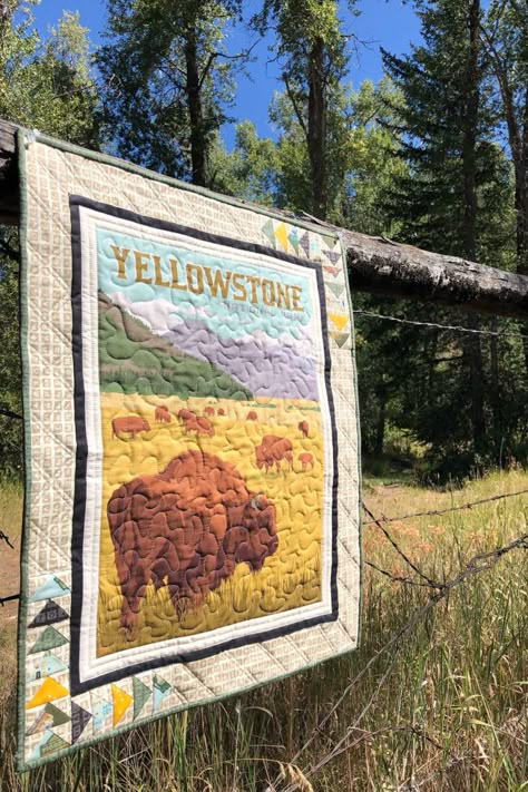 National Parks – Yellowstone Mini Quilt – Riley Blake Designs National Parks Quilt Blocks Patterns, Travel Curling Iron, National Park Quilt Blocks, Riley Blake Quilt, Panel Quilt Patterns, Nancy Zieman, Landscape Quilts, Quilt Border, Quilting Supplies