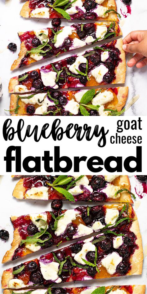 Blueberry Flatbread, Goat Cheese Flatbread, Goats Cheese Flatbread, Blueberry Goat Cheese, Creamy Goat Cheese, Cheese Flatbread, Pizza Recipes Homemade, Vegetarian Appetizers, Apricot Jam