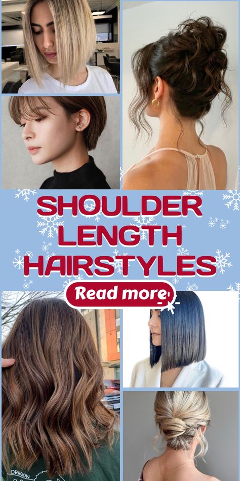 Revamp your look this winter with a variety of gorgeous shoulder-length hairstyles that exude trendiness and charm during the cold season. Choose from textured lobs, layered waves, or chic bob cuts to accentuate your innate beauty and stand out beautifully against the snowy backdrop. Opt for a shoulder-length hairstyle that reflects confidence and sophistication as you navigate the chillier months in style. Discover new ways to elevate your winter look effortlessly! Shoulder Length Hair Dos Easy, Just Past Shoulder Length Hair, Textured Lobs, Easy Hair Dos, Snowy Backdrop, Elegant Christmas Party, Christmas Party Hairstyles, Chic Bob, Textured Lob