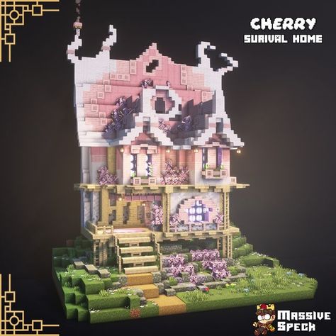 MassiveSpeck | mcbuilder 🌆 on Instagram: "Cherry Survival House ========================= I become busy ever since college and on my free time I wanted to play some survival so in my world I planned on building this thing what do you think?  𝙁𝙤𝙧 𝙢𝙤𝙧𝙚 𝙖𝙬𝙚𝙨𝙤𝙢𝙚 𝙗𝙪𝙞𝙡𝙙𝙨: 🤝🏼 ∝ Follow me @massivespeck 📨 ∝ Send it to someone 💾 ∝ Save and check for later use! ✉️ ∝ Join my discord!  ==========================  𝙈𝙞𝙣𝙚𝙘𝙧𝙖𝙛𝙩 𝙄𝙣𝙛𝙤𝙧𝙢𝙖𝙩𝙞𝙤𝙣: 🖥️ ∝ Version: Java Minecraft 1.20.1 🖼️ ∝ Resource Pack: Vanilla Tweaks (Personal preference) 🌆 ∝ Shaders: Rethinking Voxels  ==========================  📌TAGS: #minecraftbuildings #minecraftbuild #minecraftideas #minecraftpe #minecraft #minecraftbedrock #minecraftdesign #minecraftarchitecture #minecraftbuilds #minecraftjav Java Minecraft, Minecraft Car, Minecraft Creator, Minecraft Cottagecore, Cottagecore Ideas, Survival House, Minecraft House Plans, Easy Minecraft Houses, Minecraft Cottage