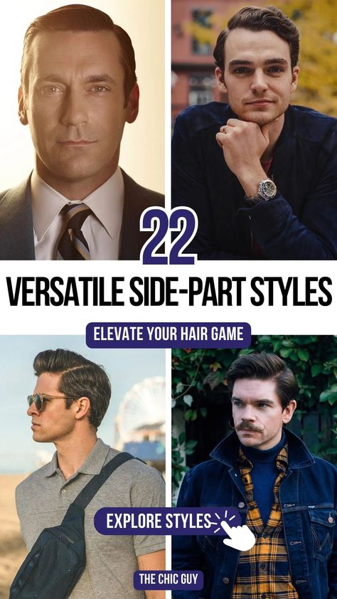 22 Stylish Side-Part Hairstyles Every Man Should Try Men’s Side Part, Parted Hairstyles, Side Part Men, Side Part Haircut, Side Part Hairstyles, Perfect Hairstyle, Mens Hair Trends, Haircut Hairstyle, Upgrade Your Look