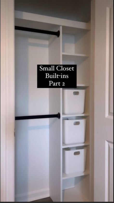 Closet System For Small Closet, Small Closet Shelving Ideas Diy, Half Closet Organization, Small Closet His And Hers, Small Closet Design Ideas Bedrooms, Ikea Closet Organization Small Spaces, Diy Small Bedroom Closet Ideas, Shelves In Small Closet, How To Build Built In Closet