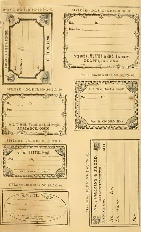 Vintage Junk Journal Pages Ideas Layout, Stary Papier, Vintage Pharmacy, Fotocamere Vintage, Apothecary Labels, Etiquette Vintage, Buku Harry Potter, Free Vintage Printables, Ticket Template