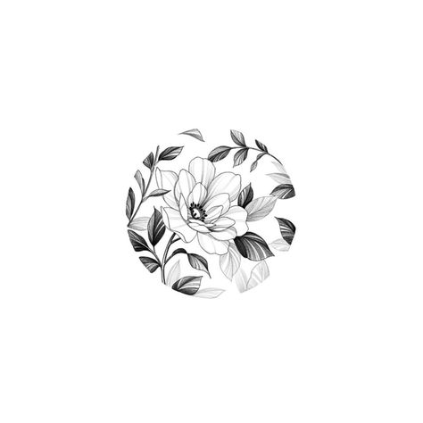 Circle And Flower Tattoo, Round Tattoo Design, Gardenia Tattoo, Circular Tattoo, Round Tattoo, Flor Tattoo, Tattoo Over Scar, Wrist Tattoo Ideas, Wildflower Drawing