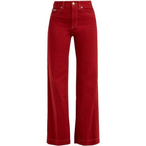 Alexachung High-rise kick-flare jeans (€200) ❤ liked on Polyvore featuring jeans, red, long flare jeans, flared jeans, high rise jeans, long length jeans and flare leg jeans Red Flare Jeans, Red Flared Jeans, Red Flaired Jeans, Trendy Red Full-length Jeans, Retro Fitted Red Jeans, Red Fitted High Waist Flare Jeans, Red Denim Jeans, Harry Outfits, Red Flare