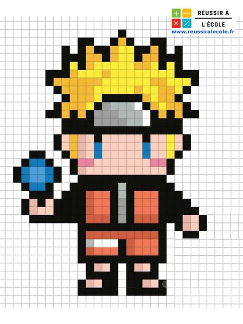 Naruto Pixel Art Grid, Small Anime Pixel Art, Pixel Art Pattern Disney, Pixel Art Ideas Anime, Pixel Art Anime Easy, Gojo Pixel Art, Naruto Perler Beads, Pixel Art Pattern Anime, Anime Pixel Art Grid