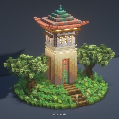 Saus on Instagram: "An East Asian-inspired building. =•=•=•=•=•=•=•=•=•=•=•=•=•=•=•=•= Minecraft Server Address: play.shirecraft.us Follow me for regularly-posted content @sausbuilds =•=•=•=•=•=•=•=•=•=•=•=•=•=•=•=•= #minecraft #minecraftdesign #pixelart #voxelart #pcart #microsoft #computergames #minecraft2022 #minecraftjava #minecrafthome #minecrafthouse #bedrock #minecraftgaming #architecture #home #mojang #fantasyart #minecraftbuilds #minecraftuniverse #minecrafters #minecraftbuild" Minecraft Landmark Ideas, Anime Inspired Minecraft Builds, Minecraft Korean Builds, Japanese Style Village Minecraft, Minecraft Japanese Gazebo, Buddha Minecraft, Japanese Inspired Minecraft Builds, Minecraft Japanese Exterior, Japanese Building Minecraft