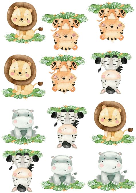 Safari Template Free Printable, Safari Animals Printables, Festa Safari Baby, Safari Baby Shower Boy, Jungle Theme Birthday Party, Safari Animals Birthday, Carousel Birthday, Safari Kids, Winnie The Pooh Cake