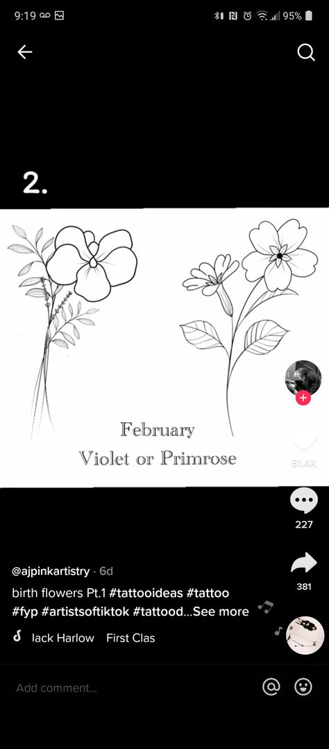 Violets And Primrose Tattoos, Violet Primrose Tattoo, Violet And Primrose Flower Tattoo, Primrose Flower Tattoo, Violet And Primrose, Primrose Tattoo, Primrose Flower, Birthday Card Craft, Violet Flower