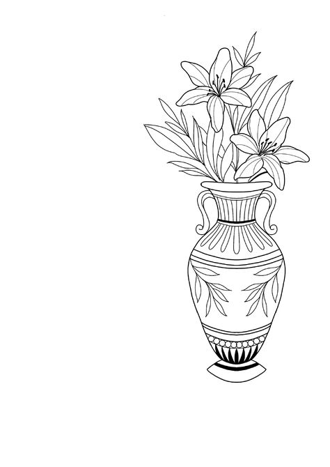 Flower Vases Tattoo, Vase Drawing Ideas, Flower In Vase Tattoo, Vase Tattoo Design, Vase Tattoos, Flower Vase Tattoo, Flower Vase Drawing, Vase Tattoo, Lillies Tattoo