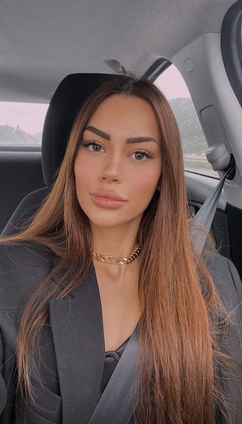 Russian Lips, Rhinoplasty Nose Jobs, Natural Glam Makeup, Pretty Nose, Honey Brown Hair, Brown Hair Looks, Clear Glowing Skin, Natural Glam, Beauty Goals