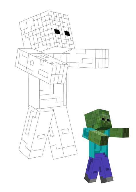 Minecraft Zombie Coloring Pages - 2 Free Coloring Sheets (2021) Minecraft Coloring Pages Free Printable, Minecraft Slime, Baby Zombie, Minecraft Zombie, Zombie Drawings, Minecraft Printables, Free Printable Coloring Sheets, Minecraft Coloring Pages, Creeper Minecraft