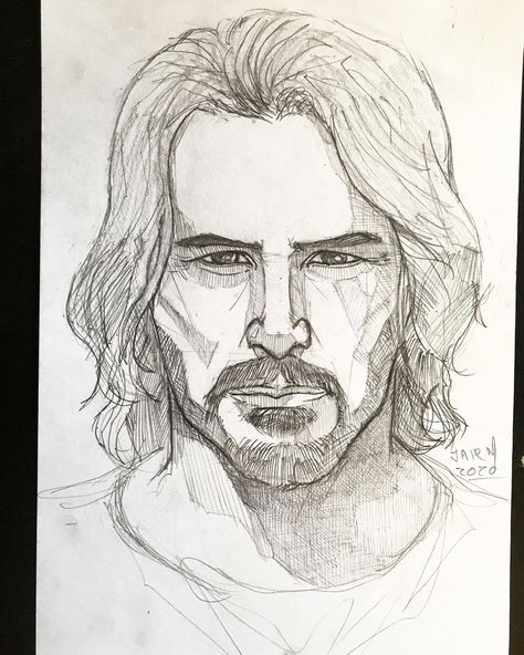 Keanu Reeves Sketch, Keanu Reeves Drawing, John Wick Drawing, Movie Drawings, Animal Outline, Celebrity Artwork, Sketch Daily, Sketch Ideas, Bts Drawings